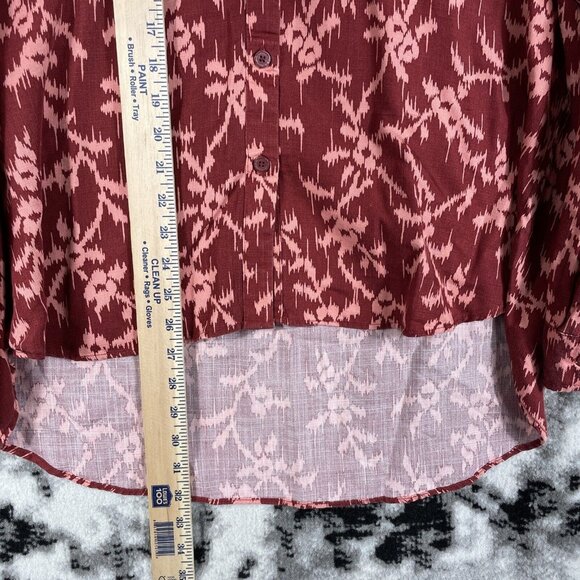 Knox Rose Top Womens Size Large Button Up High Low Hem V-Neck Collared - Picture 5 of 10